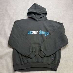 Vintage Russell Athletic Hoodie Men's XL Black UC San Diego Spellout 90s